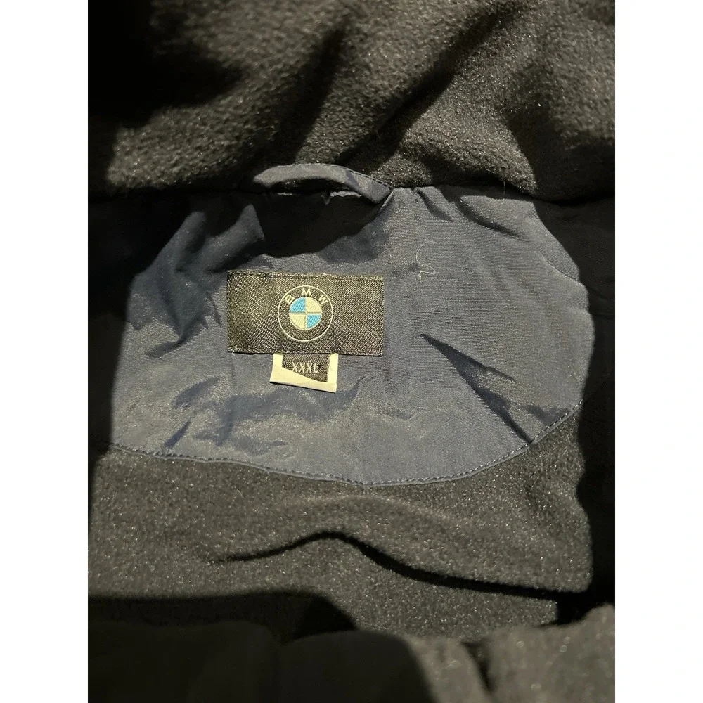BMW Bomber Jacket Full Zip Mens 3XL Windbreaker Fleece Lined Racer Fitted Logo - Picture 3 of 9